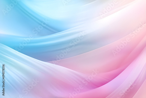 Minimalistic abstract blurred background of light blue and pink colours in pastel gentle shades. Shining light through a thin weave flying in the wind