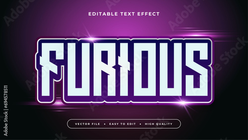 Purple violet and white furious 3d editable text effect - font style photo