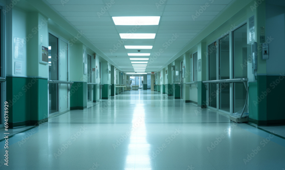 hospital corridor  , Blurred background 