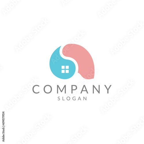 Nautilus real estate logo design vector property animal 