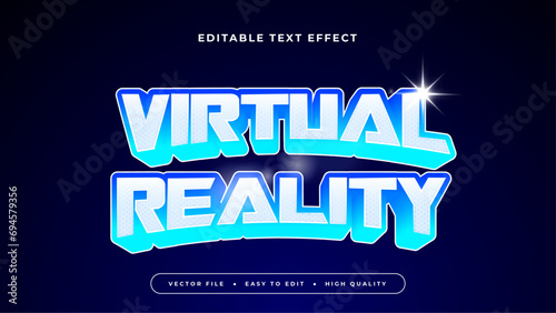 Blue and white virtual reality 3d editable text effect - font style