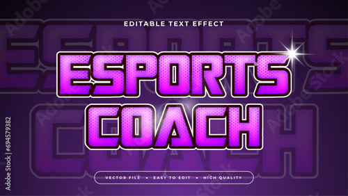 White and purple violet esport coach 3d editable text effect - font style