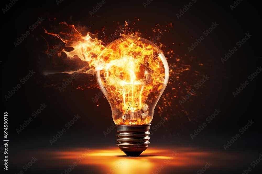 Burnout concept with Exploding lightbulb Stock Illustration | Adobe Stock