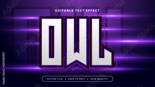 White and purple violet owl 3d editable text effect - font style