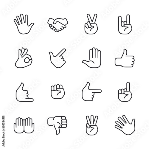 set of hand gestures photo