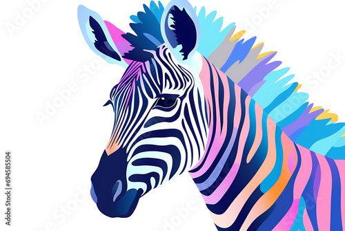 Vibrant Zebra  Soft Pop Style Art Piece