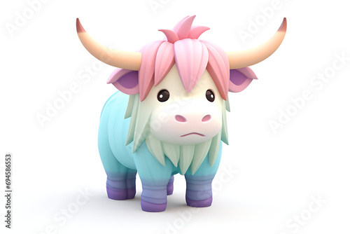 Highland Cow in Soft Pop Style