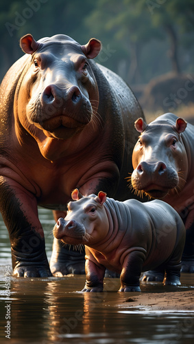 hippopotamus in water photo