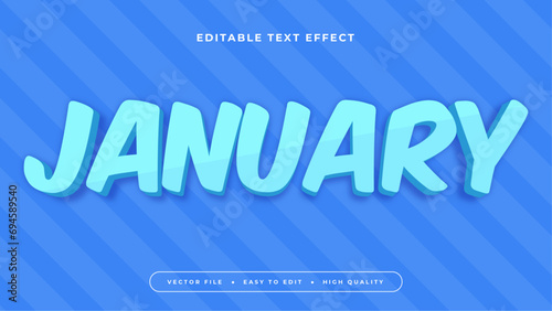 Blue january 3d editable text effect - font style