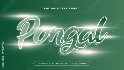Green white pongal 3d editable text effect - font style