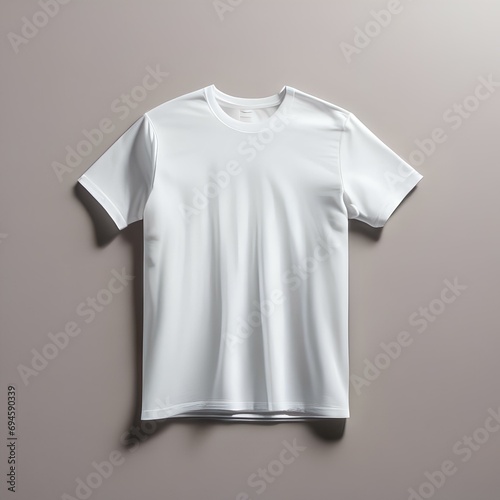 A clean, white T-shirt laid out flat with space for a customizable design mockup1