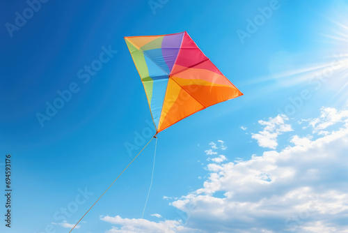 Wind toy high summer flying fun sky blue air kite leisure freedom photo