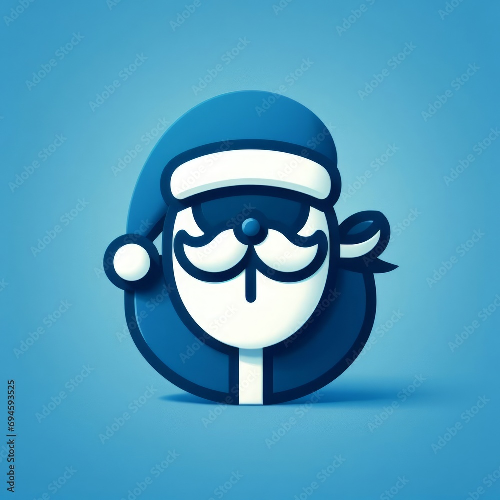 Blue Santa Claus icon. Minimal concept of Christmas and New Year celebration Blue Santa Claus icon. Minimal concept of Christmas and New Year celebration