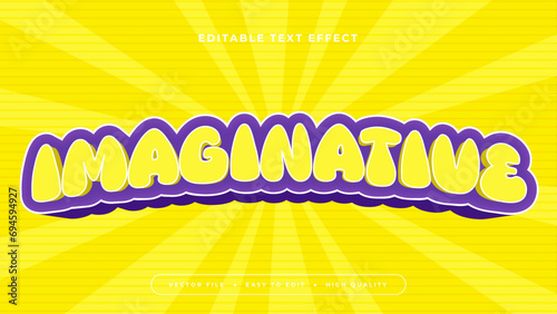 Purple yellow and white imaginative 3d editable text effect - font style