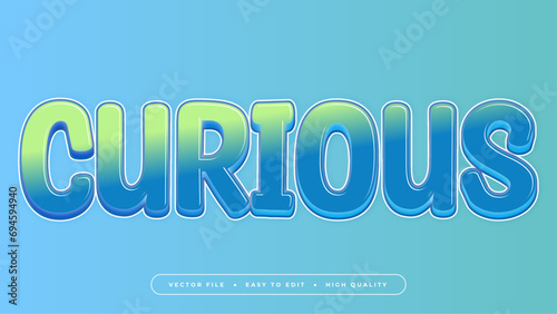 Blue green and white curious 3d editable text effect - font style