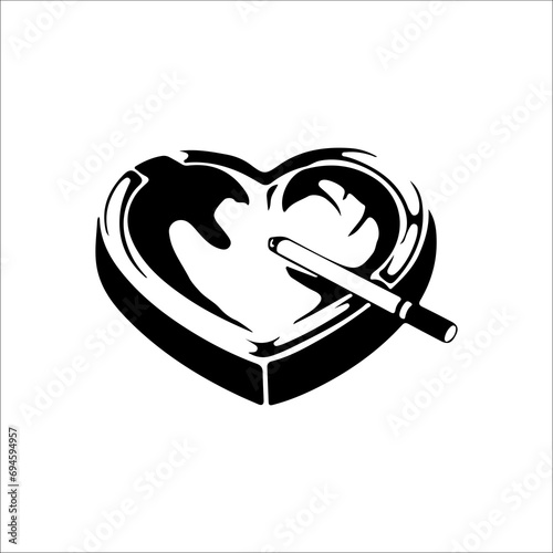 vector illustration of the silhouette of an ashtray with cigarettes