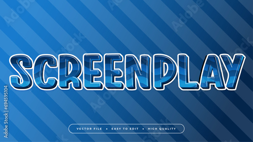 Blue white screenplay 3d editable text effect - font style