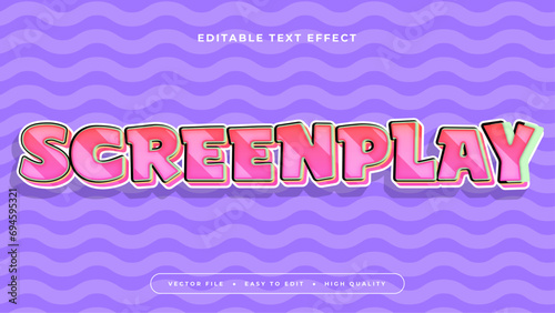 Colorful screenplay 3d editable text effect - font style