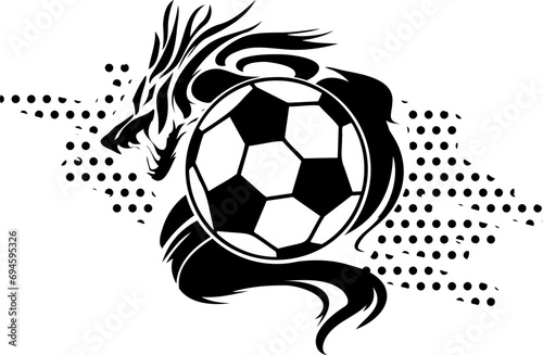 ドラゴンとサッカーボールのかっこいいマーク