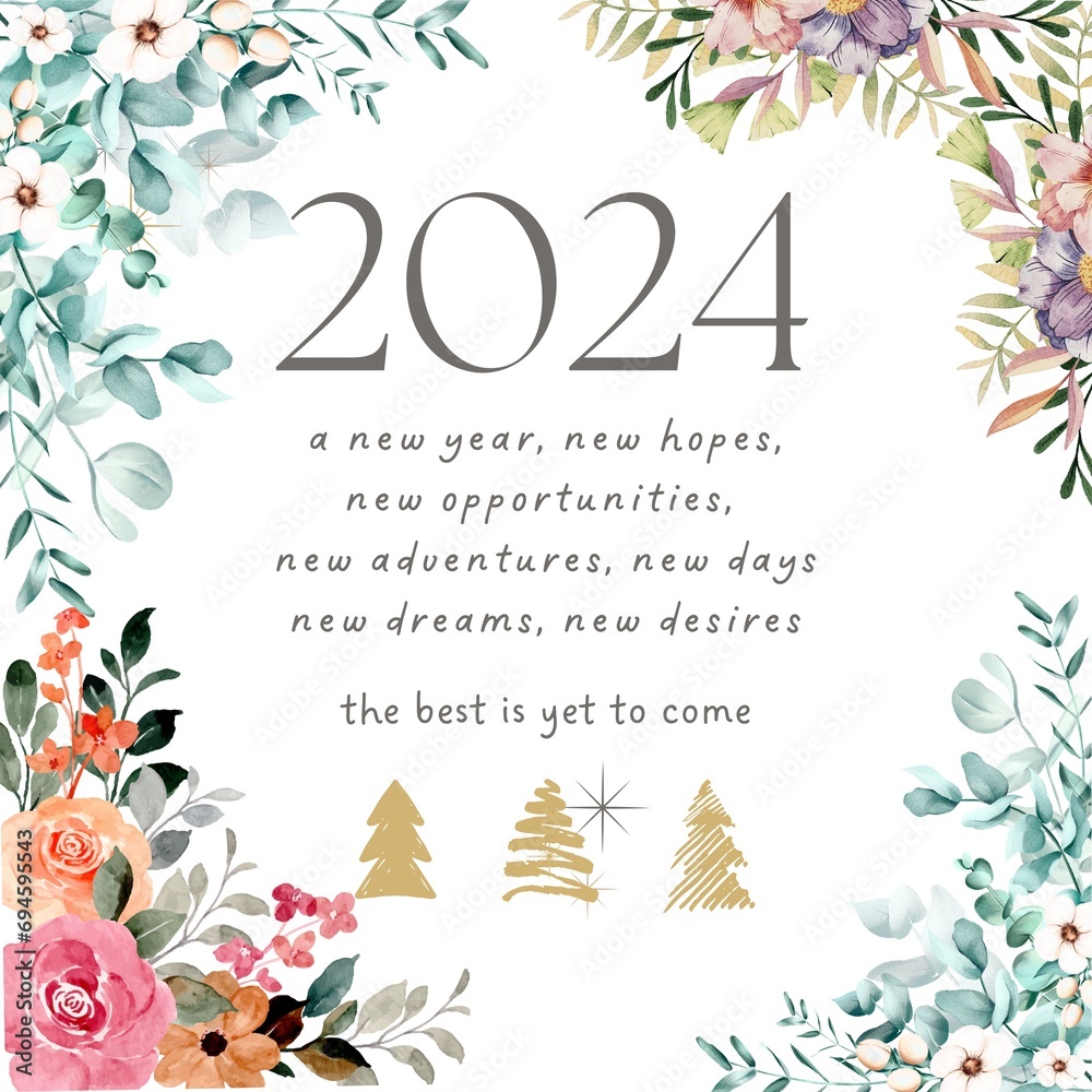 Obraz premium Happy New year 2024 greeting design