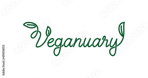 Veganuary text Handwritten text calligraphy vector illustration. Great for encouraging people to follow a vegan lifestyle from January through text calligraphy on your content