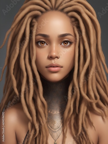 Photo of a young girl  portrait  with dreadlocks