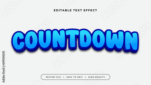White and blue countdown 3d editable text effect - font style