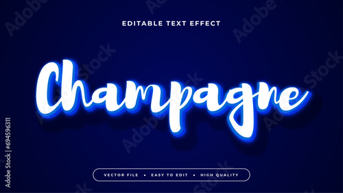 Blue and white champagne 3d editable text effect - font style