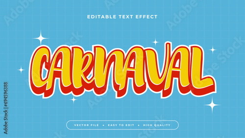 Blue red and orange carnaval 3d editable text effect - font style photo