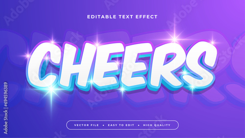 Blue white and purple violet cheers 3d editable text effect - font style