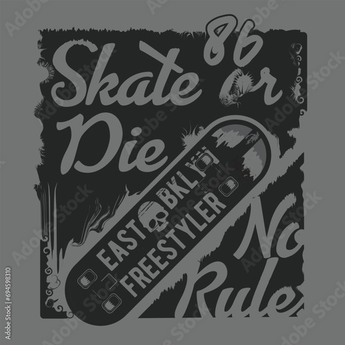 Skateboarding sport typography. T shirt graphics. Vectors