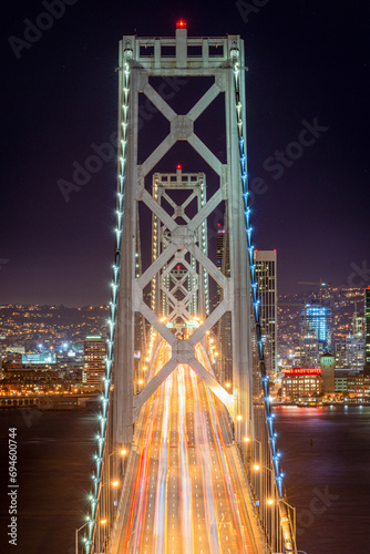Photography Traffic on the Bay Bridge at night - San Francisco, CA USA