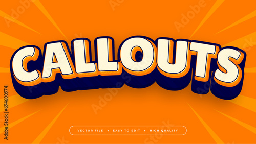 Blue orange and cream callouts 3d editable text effect - font style