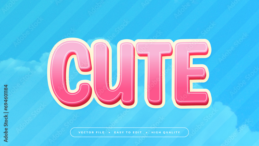 Colorful cute 3d editable text effect - font style