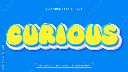 Blue yellow and white curious 3d editable text effect - font style