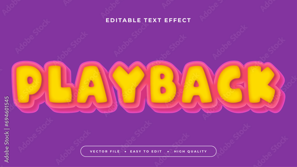 Pink yellow and purple playback 3d editable text effect - font style Pink yellow and purple playback 3d editable text effect - font style