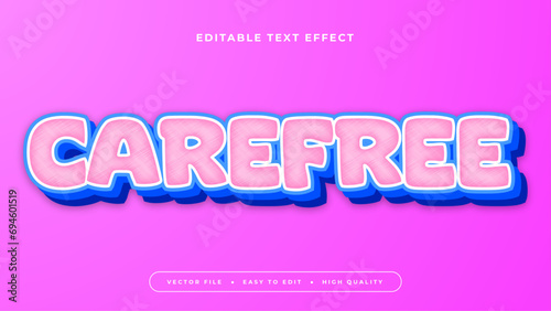 Blue pink and white carefree 3d editable text effect - font style