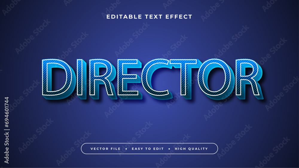 Blue black white director 3d editable text effect - font style