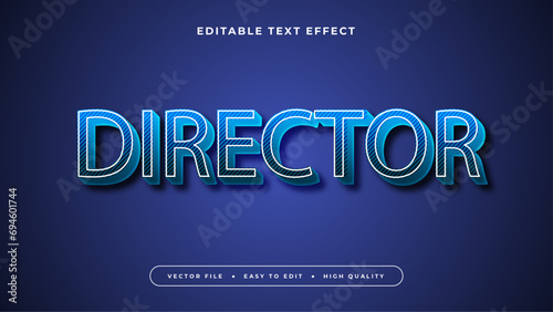 Blue black white director 3d editable text effect - font style photo