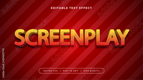 Red orange yellow screenplay 3d editable text effect - font style