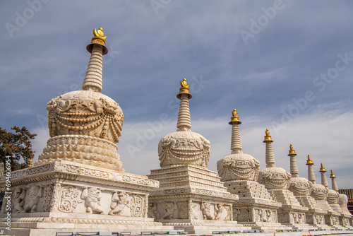 Eight Merits stupas in Da Zhao or Wuliang Temple, Hohhot, Inner Mongolia, China photo