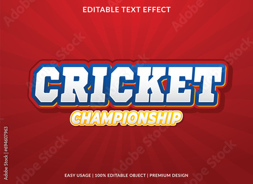 cricket championship editable text effect template use for business brand and logo