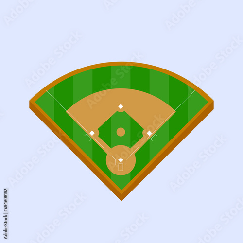 Illustration vector graphic of isolated isometric baseball court. Suitable for content about sports.