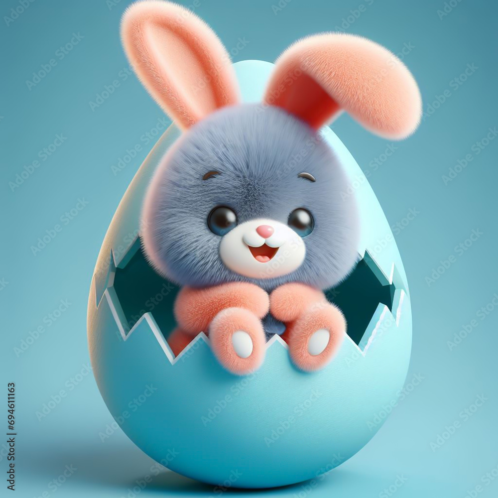 Fototapeta premium Cute easter bunny. Easter time. Card invitation. AI generated