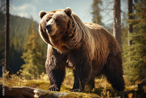 Brown bear, on a natural habitat background photo