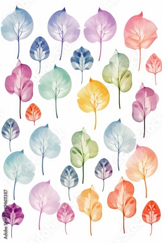 Vibrantly colored leaves and petals. Generative AI. © Elle Arden 