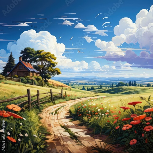 Welcome to the Farm: A Rural Oil Painting