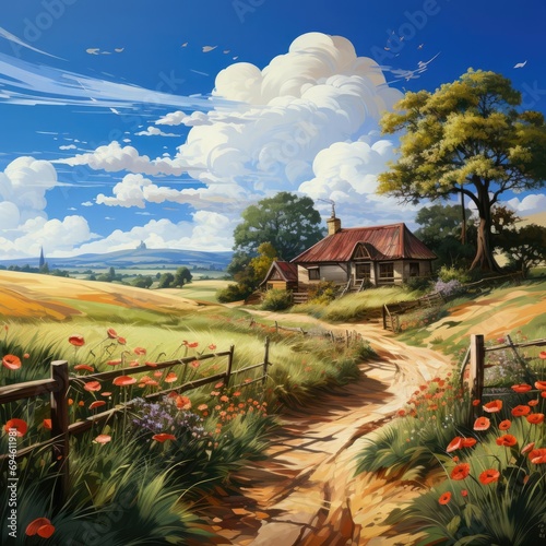 Welcome to the Farm: A Rural Oil Painting