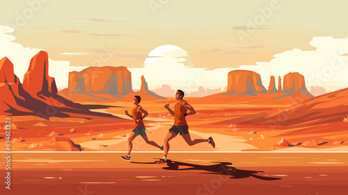Illustration of jogging in the desert