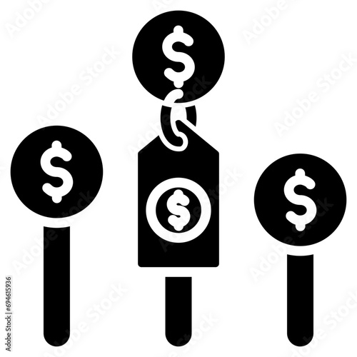 Price Of Bidding Glyph Icon